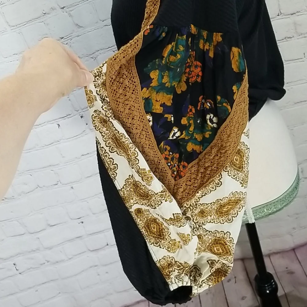 Free People Black Thermal Balloon Knit Sleeves